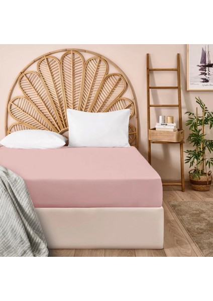 Soft Basic Çift Kişilik Lastikli Çarşaf - Gülkurusu - 180X200 cm