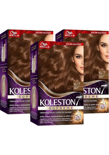 Koleston Supreme Saç Boyası 6/7 Çikolata Kahve X3'lü Set