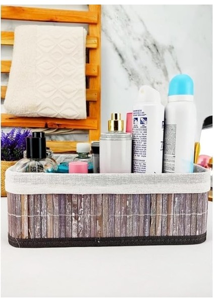 Bambu Çok Amaçlı Saklama Kutusu Düzenleyici Büyük Boy Organizer, Dekoratif Bambu Düzenleyici Gri (33X23X12CM) indirimleri