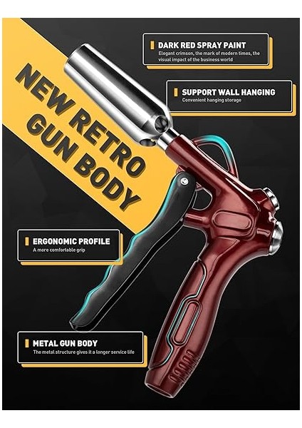 Güçlü Akış Nozulu Yüksek Hacimli Hava Üfleme Tabancası, 4.9 "paslanmaz Çelik Uzatma ve 1/4 '' Standart Hızlı Fiş, Hava Kompresörü Aksesuarları Için Pnömatik Alet ile Retro Kırmızı Hava Memesi Üfleyici fiyatları