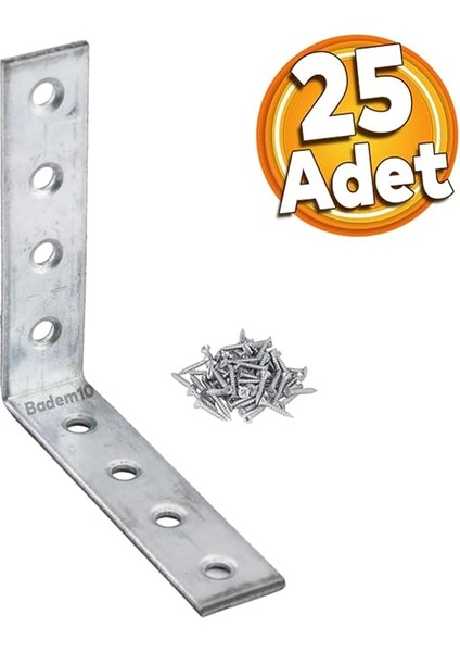 Mobilya Köşe Bağlantı Sabitleme L Demir Deprem Dolap Duvar Birleştirme Gönye 65X65X15 mm (25 Adet) modelleri