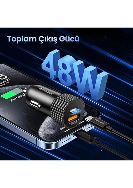 48W Çift Portlu USB Type-C ve Usb-A Araç Içi Hızlı Şarj Cihazı fiyatları