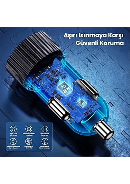 48W Çift Portlu USB Type-C ve Usb-A Araç Içi Hızlı Şarj Cihazı fırsatları
