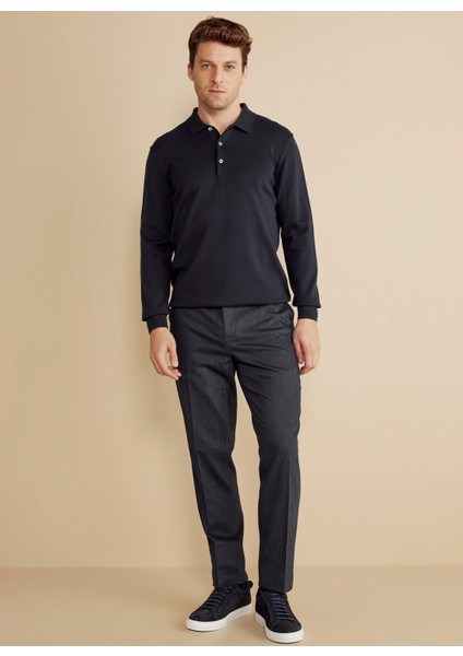 Polo Yaka Standart Lacivert Erkek Kazak BBFW25MKL003 modelleri