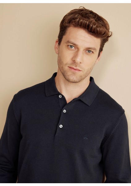 Polo Yaka Standart Lacivert Erkek Kazak BBFW25MKL003 fırsatları