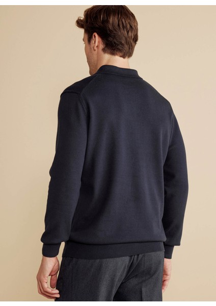 Polo Yaka Standart Lacivert Erkek Kazak BBFW25MKL003 indirimleri