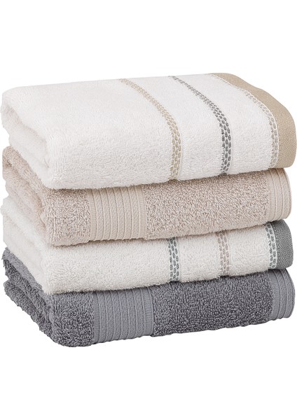 Harmony 4'lü El / Yüz Havlu Seti - Gri / Bej fırsatları