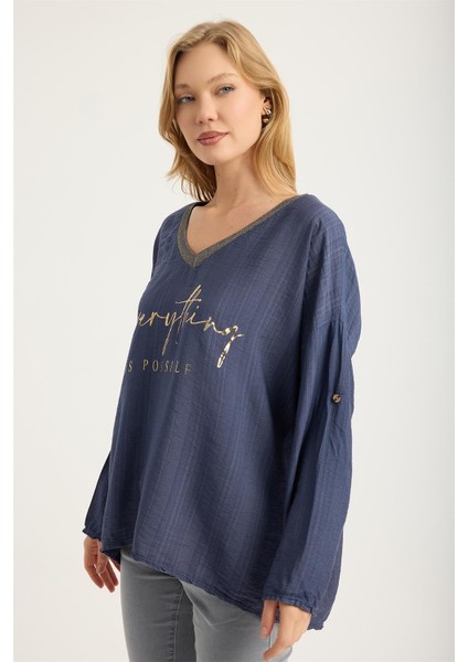 Simli V Yaka Bluz fiyatları