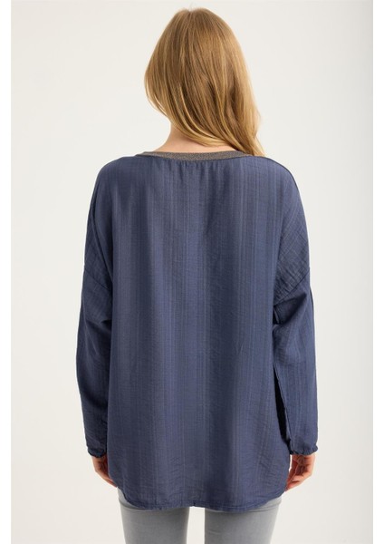 Simli V Yaka Bluz indirimleri