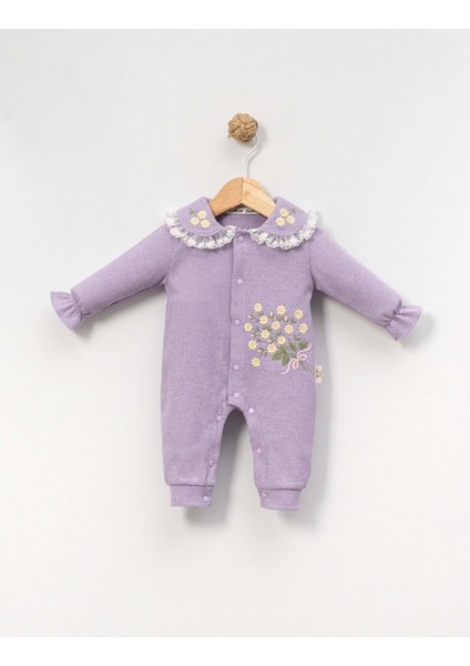 Çakar Bebe 3-12 Aylık Çıtır Nakışlı Tulum -8027140 - Lila
