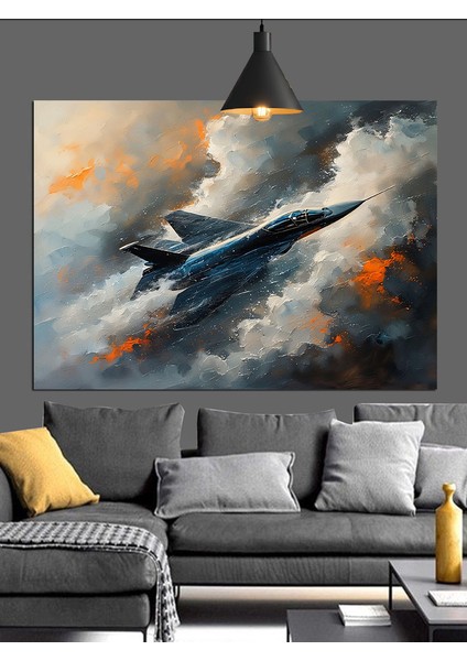 Savaş Uçağı Hız Gökyüzü Dekoratif Kanvas - Mdf Ahşap Tablo