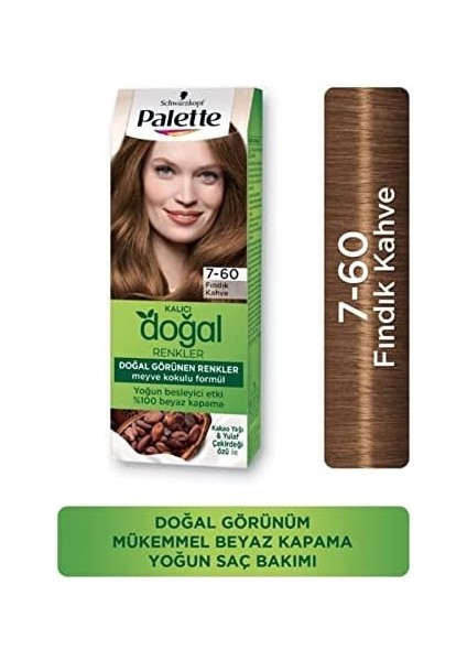 Palette Kalıcı Doğal Renkler Saç Boyası 7-60 Fındık Kahve