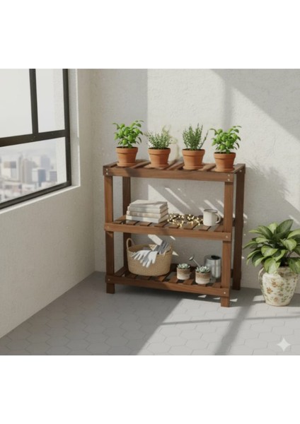 Ahşap Dekoratif Ayakkabılık Raf 3'lü