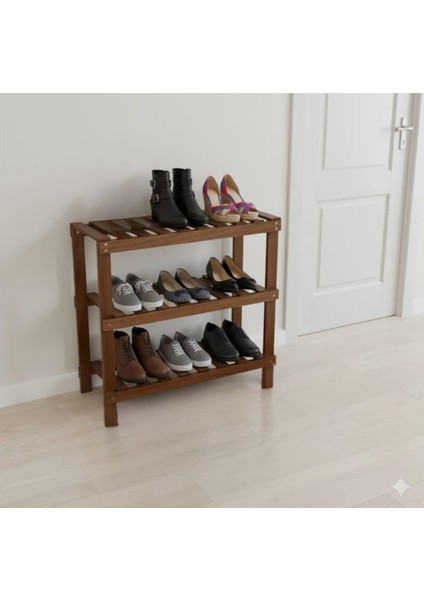 Ahşap Dekoratif Ayakkabılık Raf 3'lü indirimleri