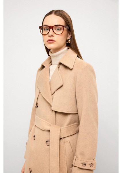 Pelerin Detaylı Kruvaze Kaban A.kamel 3091