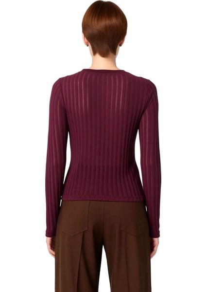 Kadın Uzun Kollu Triko Görünümlü Bluz Fitted Kalıp Bisiklet Yaka Örme Kumaş Cool ve Comfort fiyatları