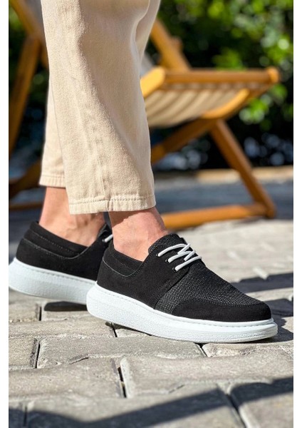 KB-042 Kuback Bağcıklı Siyah Deri Tozu Beyaz Taban Günlük Erkek Ayakkabı modelleri