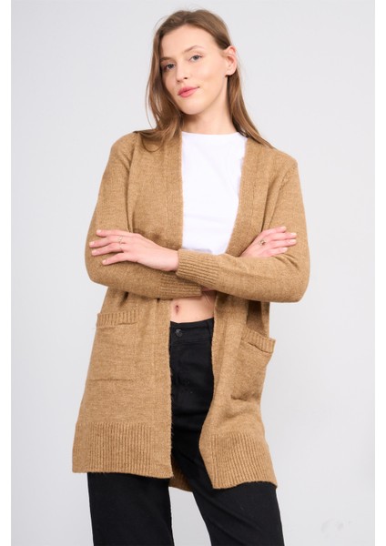 Çetinkaya Miya Mira Modest 2316 Kadın Şal Yaka Akrilik Triko Hırka Deve Tüyü