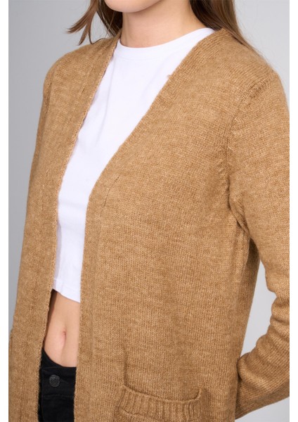 Çetinkaya Miya Mira Modest 2316 Kadın Şal Yaka Akrilik Triko Hırka Deve Tüyü modelleri