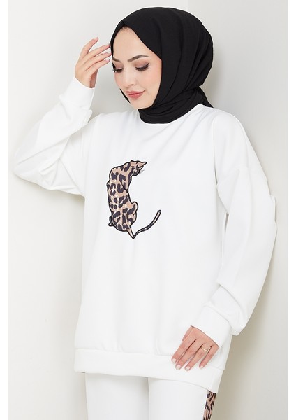 Kaplan Nakışlı Oysho Ikili Takım 1648 - Beyaz fiyatları