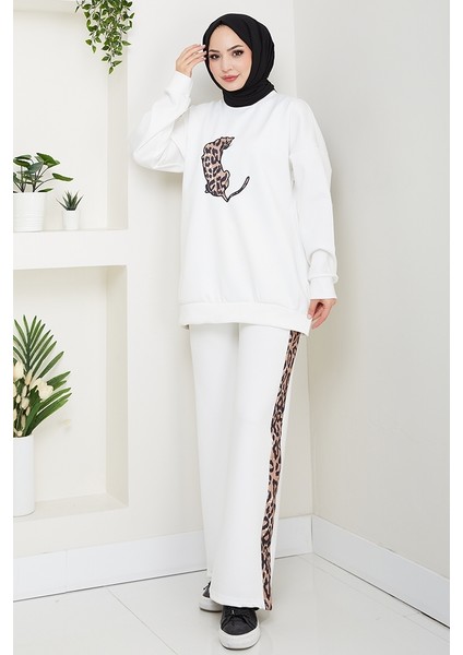 Kaplan Nakışlı Oysho Ikili Takım 1648 - Beyaz modelleri