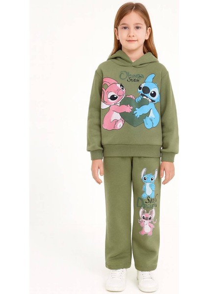 Kız Baskılı 4-10 Yaş 3 Ip Kapşonlu Eşofman Takım