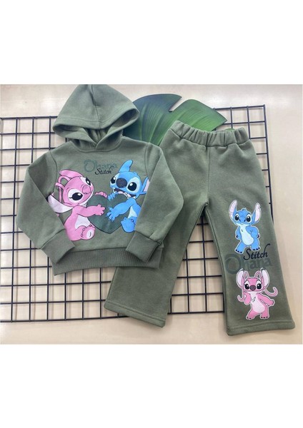 Kız Baskılı 4-10 Yaş 3 Ip Kapşonlu Eşofman Takım