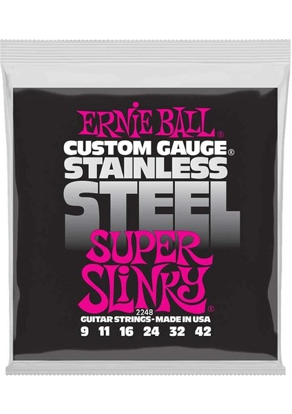 Ball Süper Slinky Paslanmaz Çelik Yara Elektro Gitar Telleri, Ölçü 9-42