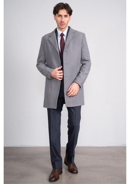 Çetinkaya Mentality 7849 Erkek Mono Yaka Regular Kaşe Kaban Orta Gri fiyatları