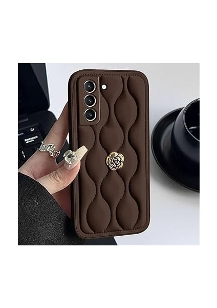 Samsung Galaxy S25 ile Uyumlu Kılıf Zebana Camellia Deri Kılıf Kahverengi fiyatları