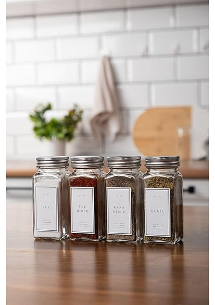 Cam Baharatlık Seti Kapaklı Beyaz Etiketli Baharatlık Takımı fiyatları