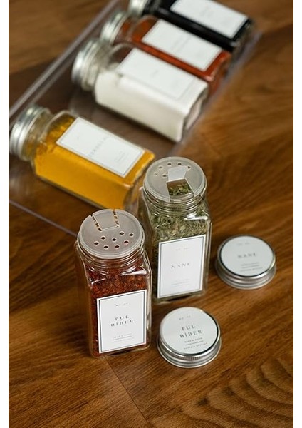 Cam Baharatlık Seti Kapaklı Beyaz Etiketli Baharatlık Takımı fırsatları