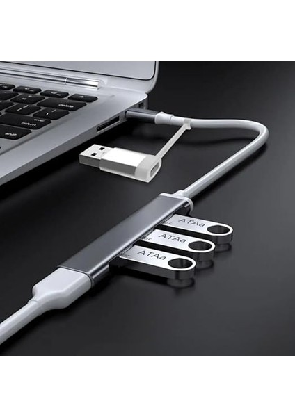 Home 4 Port USB Çoklayıcı ve Type-C Adaptör – 2 In 1 Multi USB 3.0 Hub, MacBook Pro/air ve Type-C Cihazlar ile Uyumlu, Otg Destekli USB Dönüştürücü fiyatları