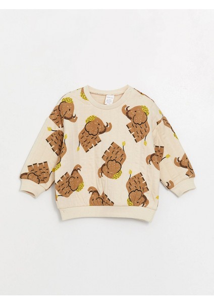 Lcw Baby Bej Bisiklet Yaka Baskılı Erkek Bebek Sweatshirt ve Eşofman Alt 2'li fiyatları