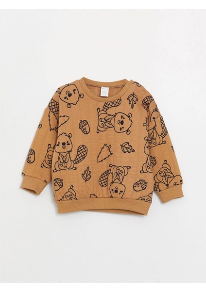 Lcw Baby Kahverengi Bisiklet Yaka Baskılı Erkek Bebek Sweatshirt ve Eşofman Alt 2'li fiyatları