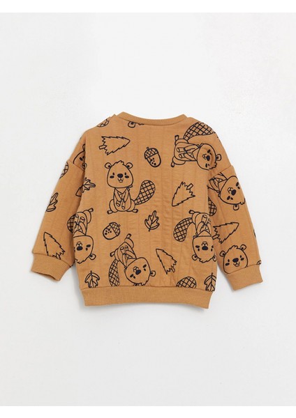 Lcw Baby Kahverengi Bisiklet Yaka Baskılı Erkek Bebek Sweatshirt ve Eşofman Alt 2'li modelleri