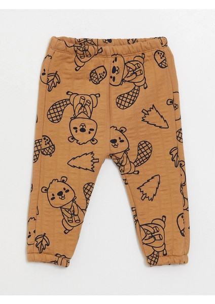 Lcw Baby Kahverengi Bisiklet Yaka Baskılı Erkek Bebek Sweatshirt ve Eşofman Alt 2'li fırsatları