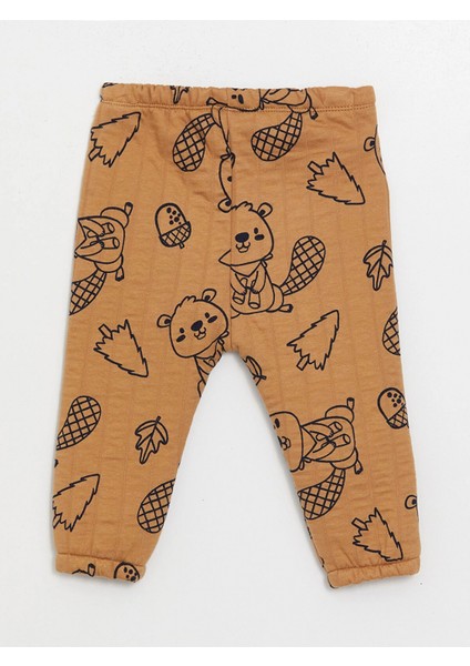 Lcw Baby Kahverengi Bisiklet Yaka Baskılı Erkek Bebek Sweatshirt ve Eşofman Alt 2'li indirimleri