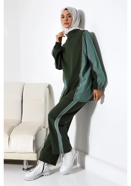 Kadın Mevsimlik Penye Alt Üst Spor ve Rahat Haki Tesettür Takım modelleri