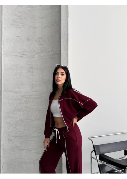 Kadın Fermuarlı Palazzo Şık Spor Eşofman Takım