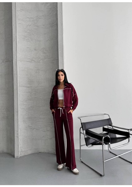 Kadın Fermuarlı Palazzo Şık Spor Eşofman Takım