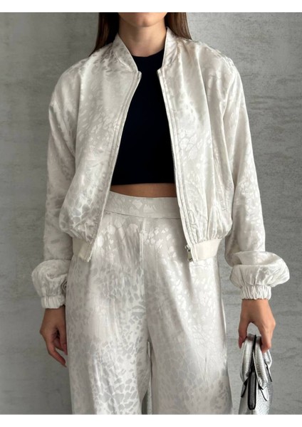 Kadın Leopar Saten Ceket Pantolon Ikili Takım fiyatları