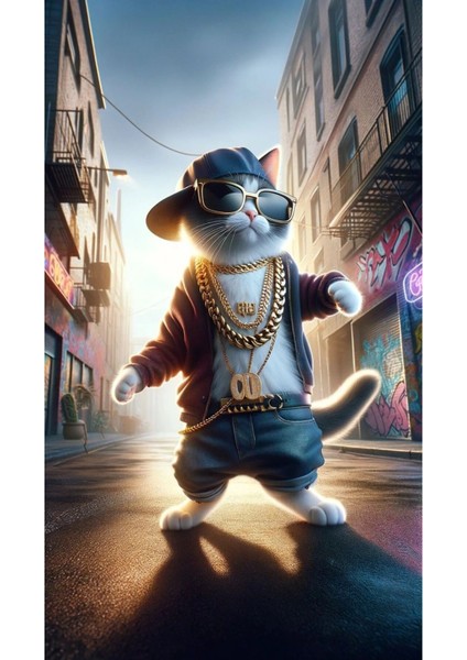 Kedi Kapı Direk Kaplama Folyosu Baskılı Sticker Sağ-Sol 2 Adet 22*50 cm