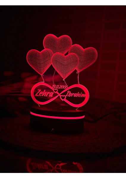 Kişiye Özel Rgb 3 Boyutlu LED Lamba – Evlilik Yıl Dönümü, Sevgiliye, Eşe Sonsuz Aşk Hediyesi modelleri