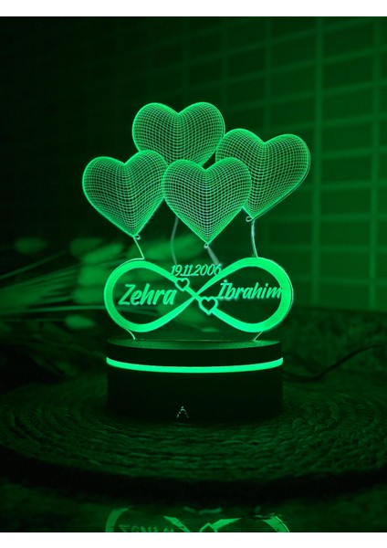 Kişiye Özel Rgb 3 Boyutlu LED Lamba – Evlilik Yıl Dönümü, Sevgiliye, Eşe Sonsuz Aşk Hediyesi fırsatları