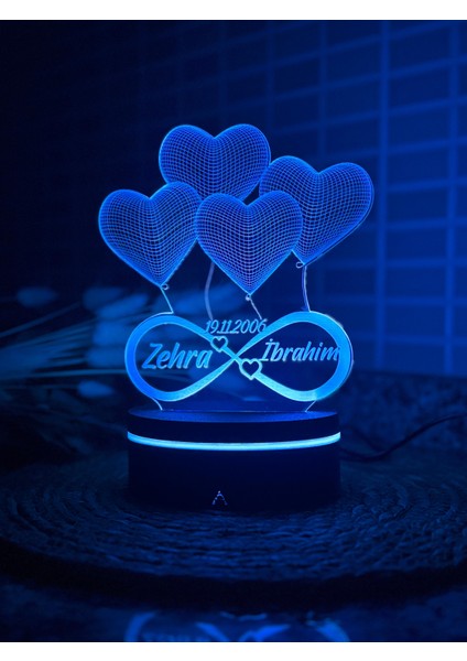 Kişiye Özel Rgb 3 Boyutlu LED Lamba – Evlilik Yıl Dönümü, Sevgiliye, Eşe Sonsuz Aşk Hediyesi indirimleri