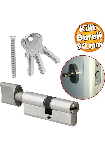 Silindir Barel Göbek Kilidi Çelik Kapı Içeriden Kilitleme Kilidi 90 mm 3 Anahtarlı Çevirmeli Kilit fiyatları
