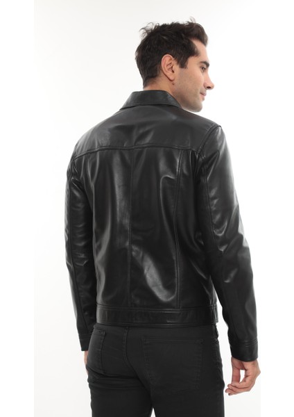 Erkek Hakiki Deri Mont - Ravero, Gömlek Yaka ve Fermuarlı Cepler ile Şık Tasarım fırsatları