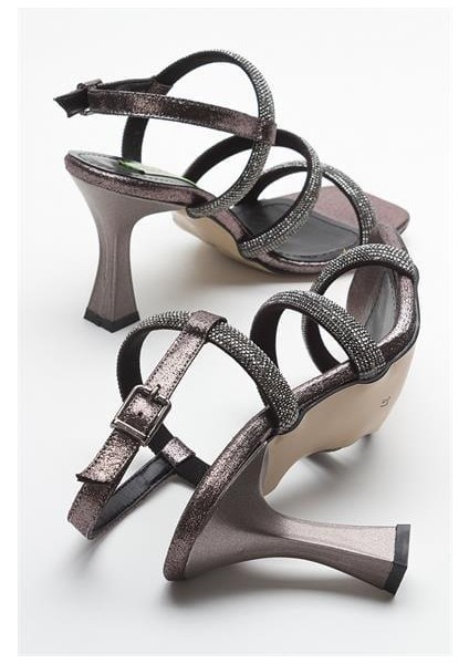 Kadın Hln Ince Topuklu Platin Taşlı Sandalet modelleri