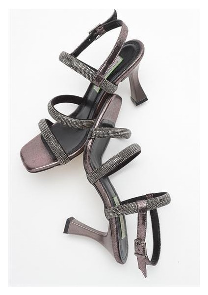 Kadın Hln Ince Topuklu Platin Taşlı Sandalet indirimleri